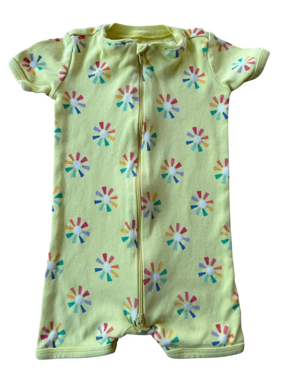 Primary Organic Cotton Rainbow Sun Zip Shortie Baby 9-12M